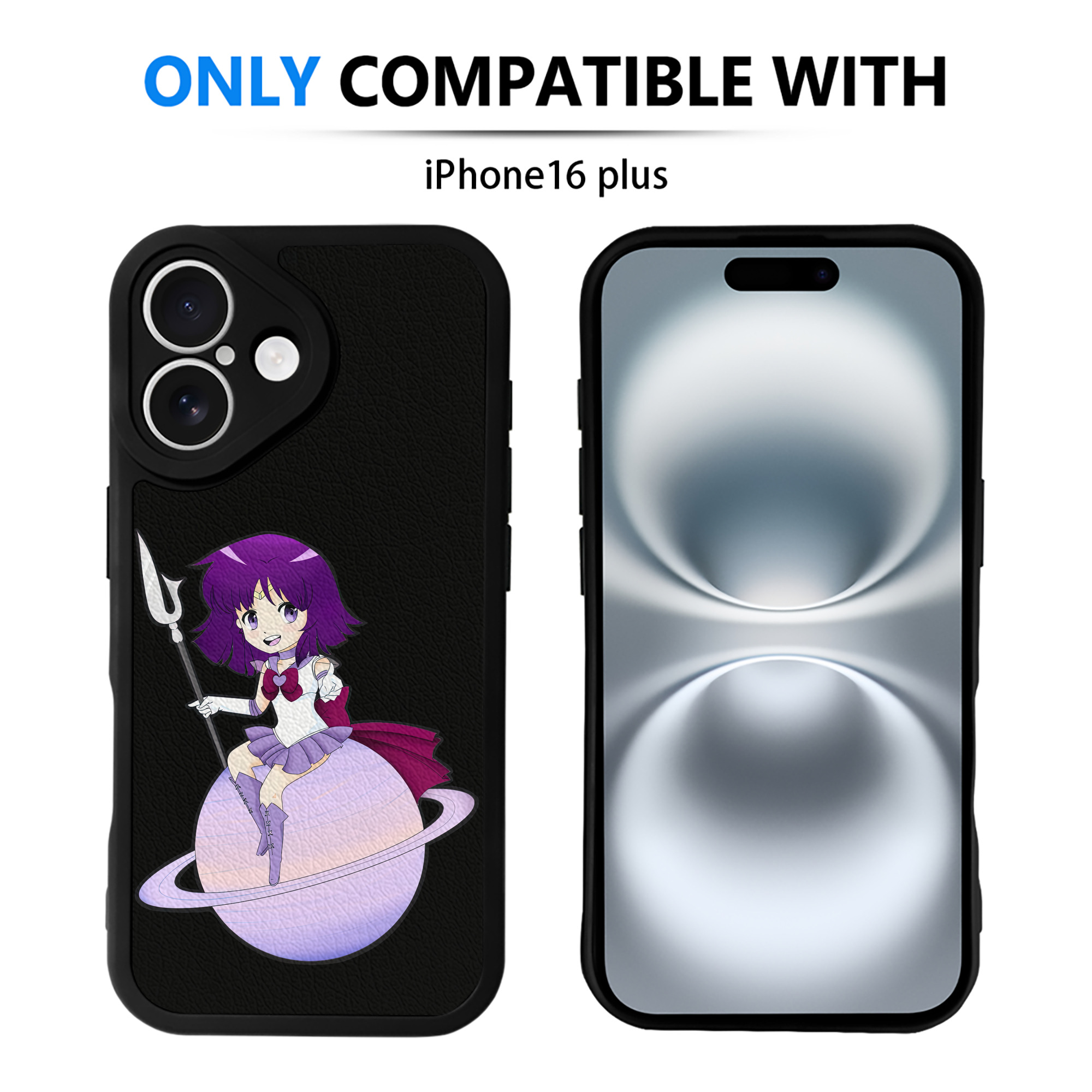 （画像用） 美少女戦士セーラームーン 土萠ほたる Sailor Moon Tomoe Hotaru （セーラーサターン；Sailor Saturn） 【iPhone 16シリーズ対応】シリコンスマホケース（レザー調） 材質：シリコン
